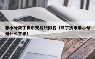 非小号数字货币交易所排名（数字货币非小号是什么意思）